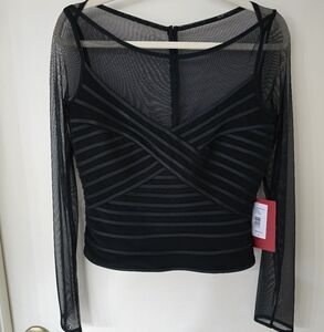 JS Collections Sheer Longsleeve Designer Formal Blouse Size 6 NWT